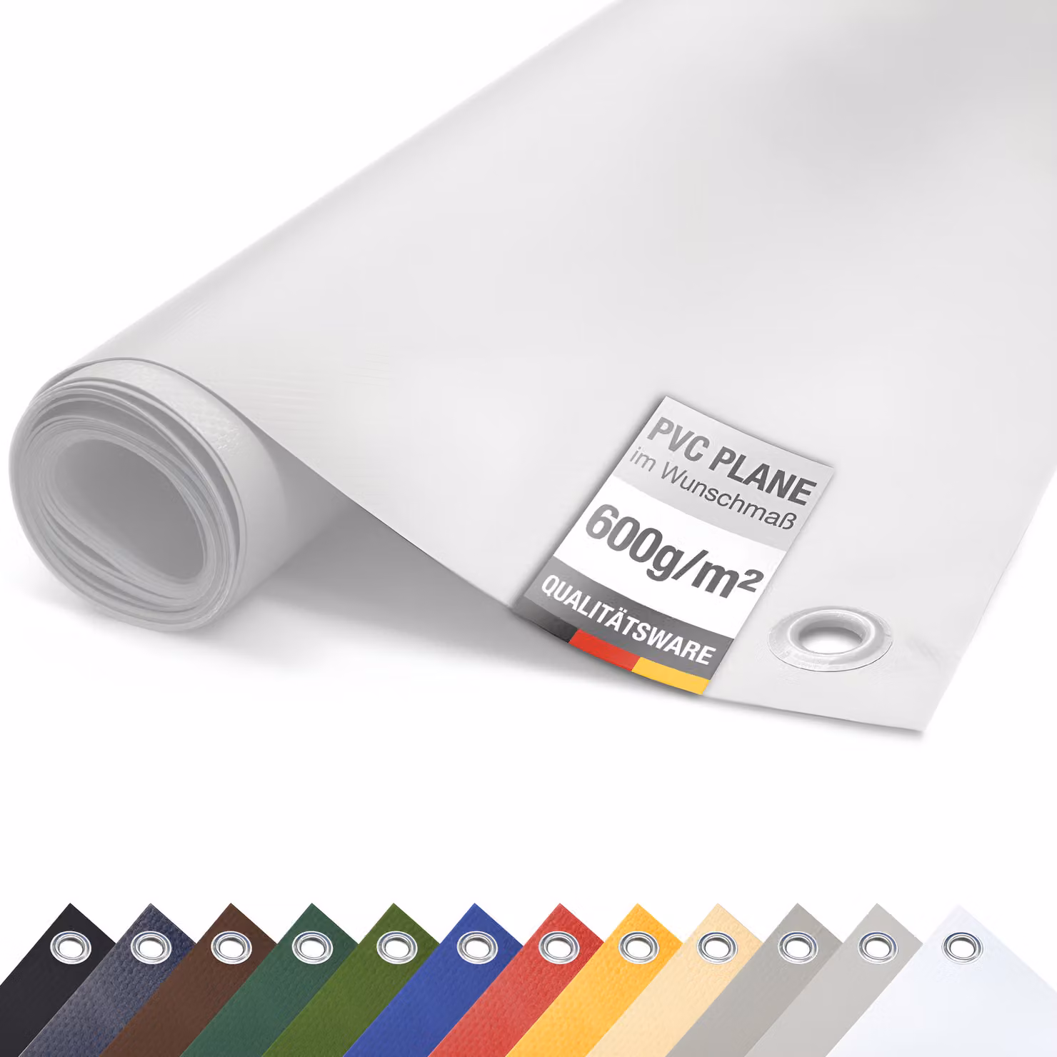 Telone per camion in PVC 600g/m² con occhielli Telone protettivo opaco (bianco, 2,5m x 1m)