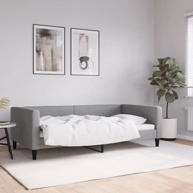 Letto da giorno moderno vidaXL in tessuto grigio con struttura in legno e metallo L/P/H: 190 x 110 x 68 cm