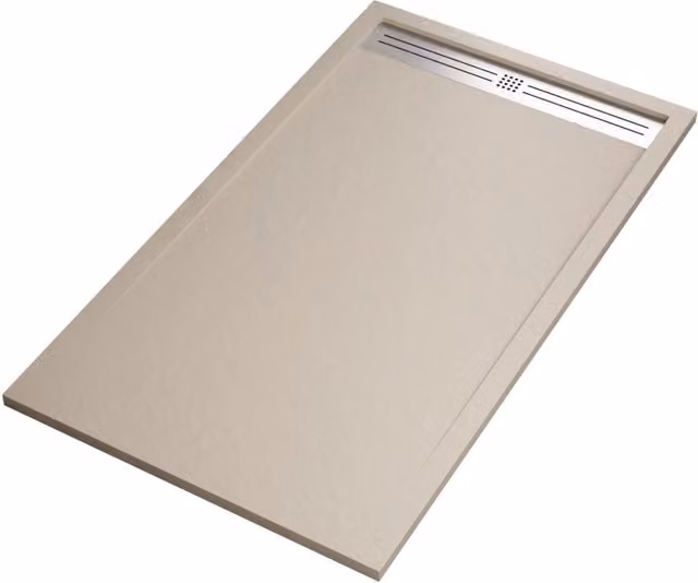 Piatto doccia in marmoresina crema effetto pietra cemento relax, misura 80x180