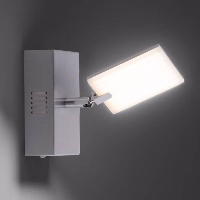 PURE Applique da parete a LED Mira, dimmerabile, Alluminio / Grigio / Zincato, Soggiorno / Sala da pranzo, Alluminio, Moderno, Applique a LED