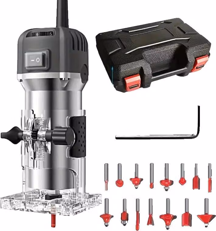 Fresatrice per legno, potenza 800 W, velocità 33000 giri/min, spina A-EU