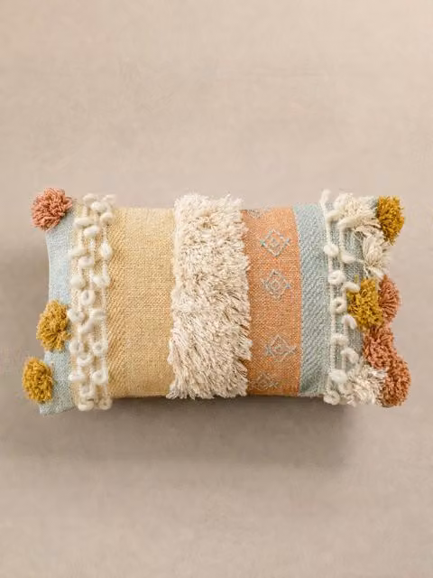 Cuscino Hana Kenay Home, modello rettangolare a righe verde in cotone, lavabile in lavatrice