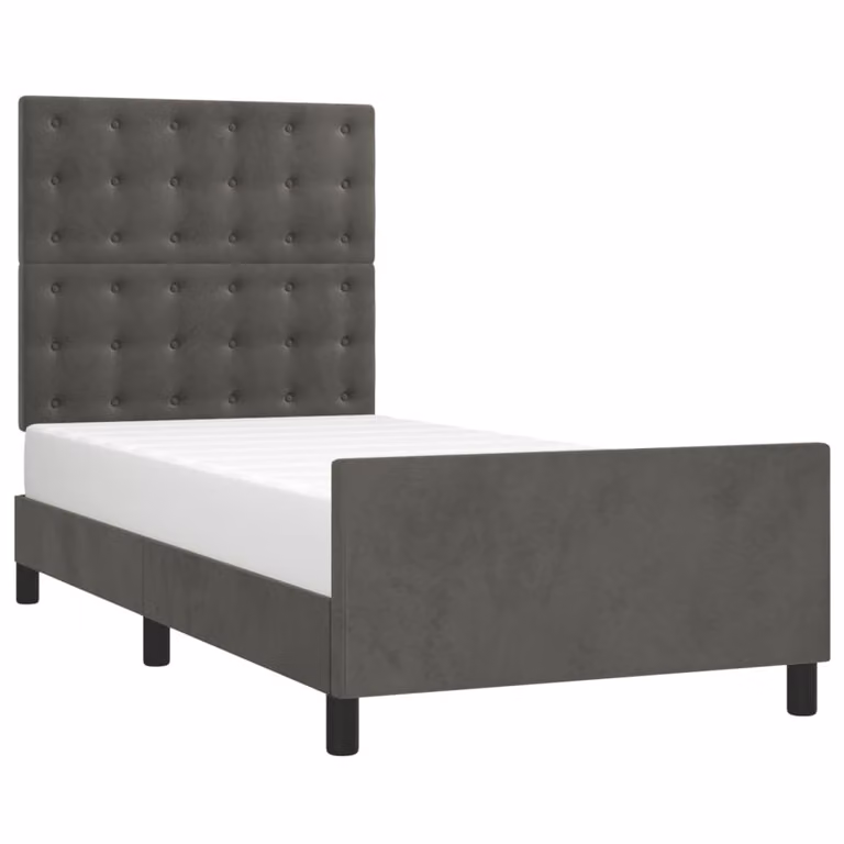 Giroletto senza Materasso Grigio Scuro 90x200 cm Velluto