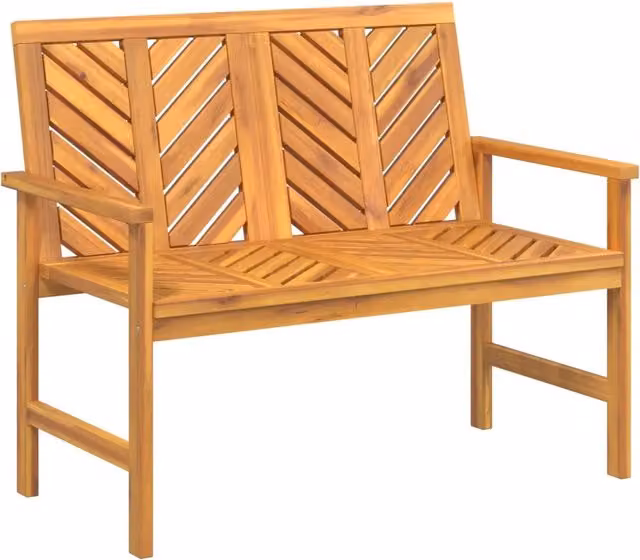 Panchina da giardino in legno massello di acacia marrone con braccioli, L: 109 cm