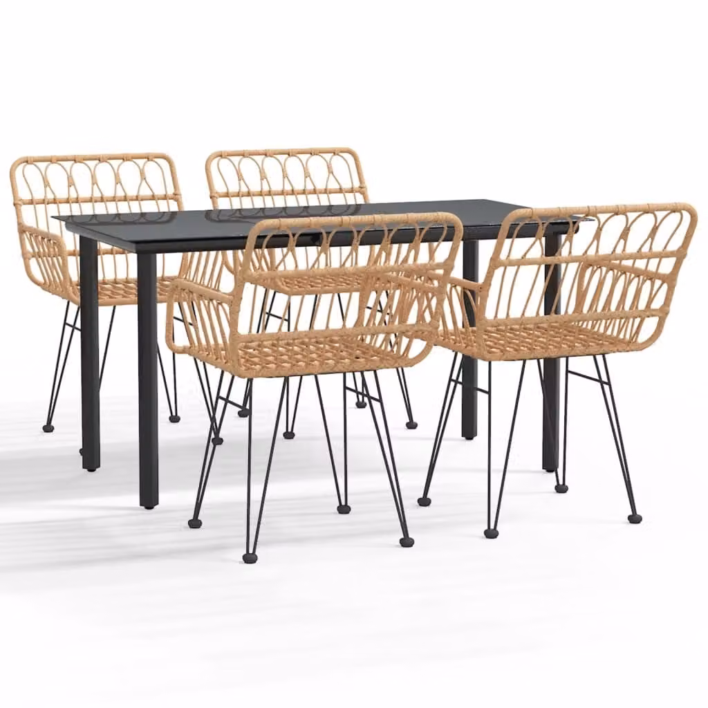 Set da Pranzo da Giardino 5 pz in Polyrattan