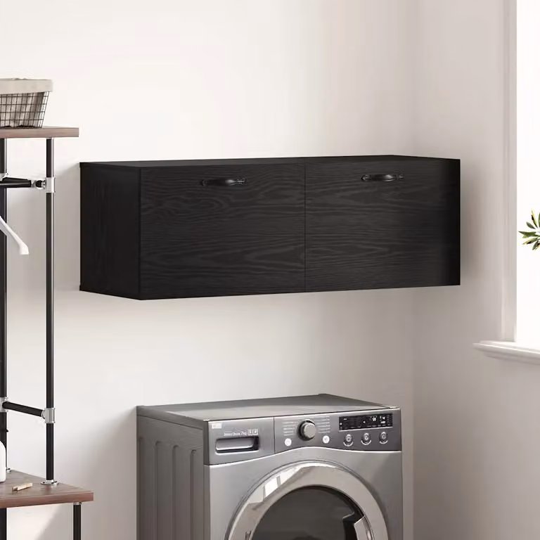 vidaXL Mobiletto a muro moderno in MDF con ante a battente, disponibile in nero o marrone, L 100 x P 36,5 x H 35 cm