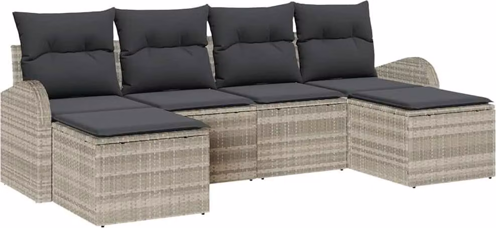 Set Divano da Giardino con cuscino 6 pcs Grigio chiaro