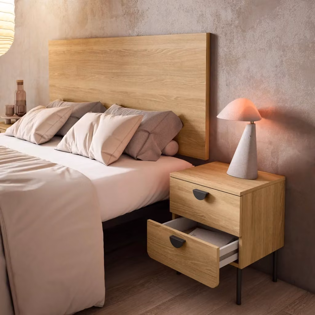 Comodino Herdasa con 2 cassetti in rovere e finitura dorata L/P/H: 55 x 40 x 34 cm – 2