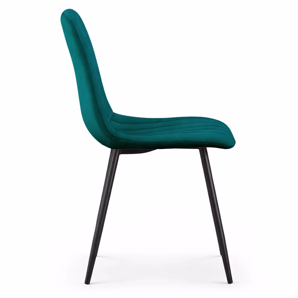 Set di 4 sedie LIVO in velluto trapuntato verde bottiglia con gambe in metallo nero – 2