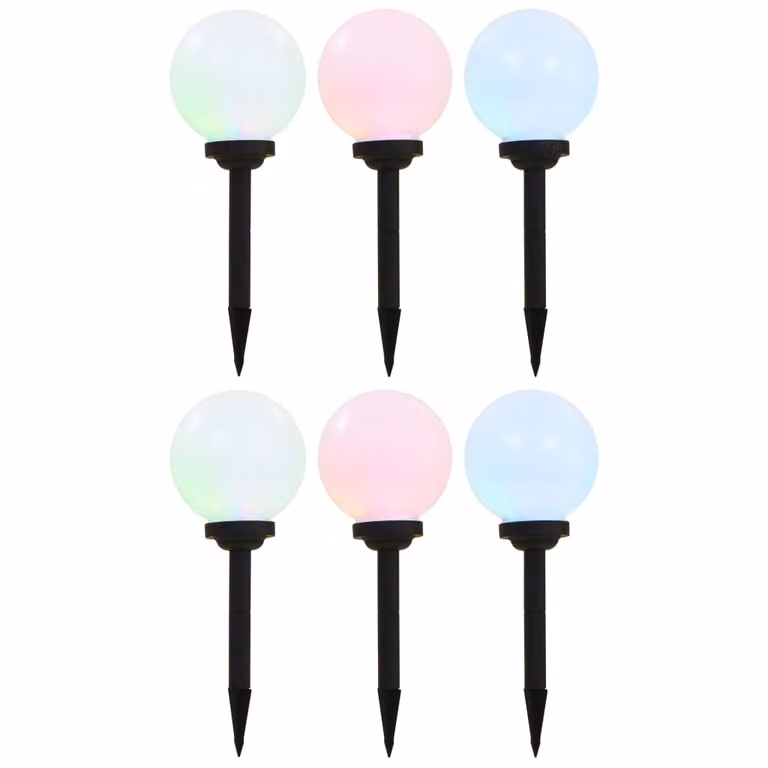 The Living Store Lampade solari da esterno 6 pz. Globo LED 20 cm RGB