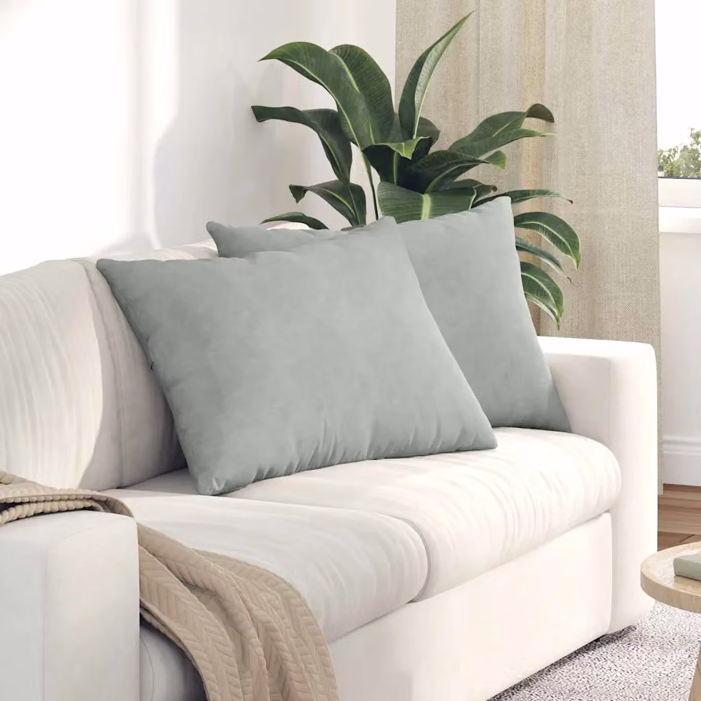 Set di 2 cuscini da divano vidaXL in velluto a coste grigio chiaro, L 70 cm x P 50 cm
