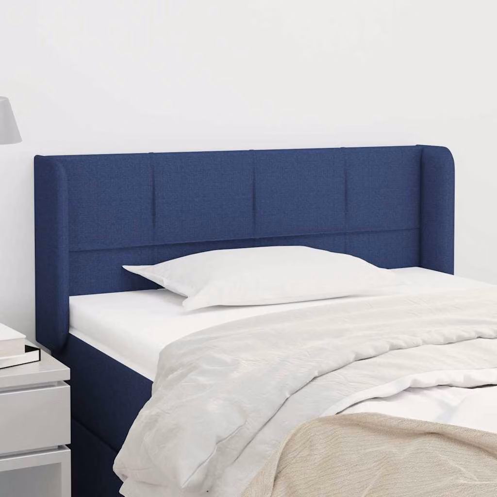 Testiera ad orecchio vidaXL in tessuto blu con struttura in legno L: 93 cm, P: 16 cm, H: 78-88 cm