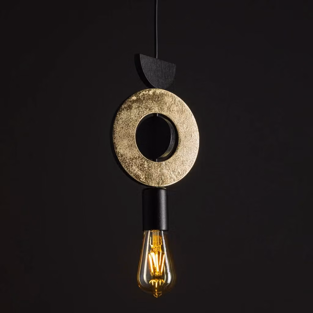 Lampada a sospensione Drops Wood Nowodvorski Lighting, finitura oro e legno, attacco E27 – 2