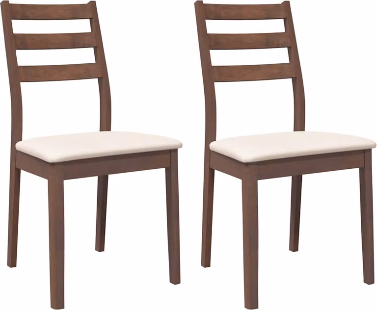 Sedie da Pranzo con Cuscini 2pz Marrone Legno Massello di Hevea