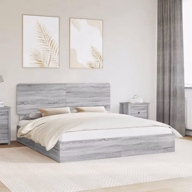 Letto con contenitore e cassetto vidaXL in legno Grigio, L/P/H: 200 x 200 x 206 cm