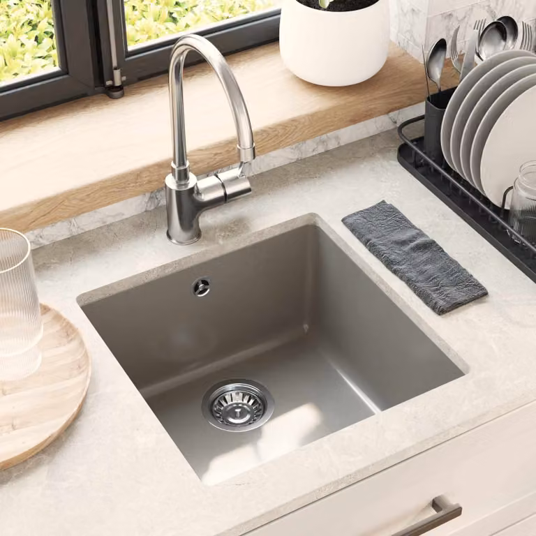 Lavello vidaXL in quarzo e resina colore grigio L 43 cm x P 46 cm x H 20 cm