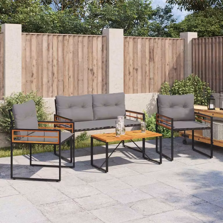 Maison Exclusive - Set di mobili da giardino, 4 pezzi, grigio chiaro