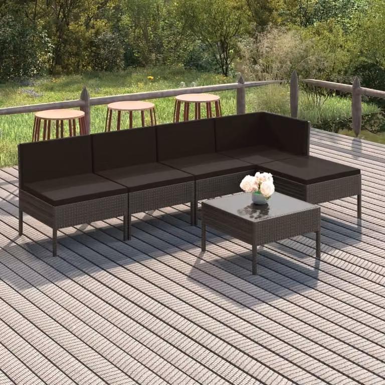 Maison Exclusive - Set da giardino da 6 pezzi con cuscini in rattan sintetico grigio