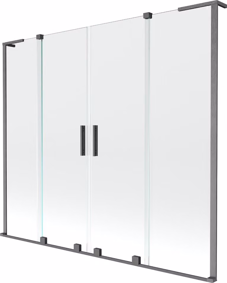 Mexen Velar L Duo paratia da vasca da bagno a 2 ante scorrevoli 170 x 150 cm, trasparente, grigio canna di fucile spazzolato