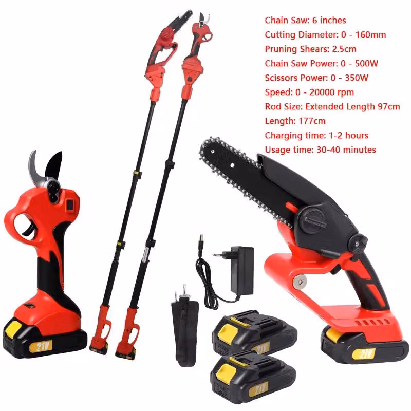 Troncatrice a batteria e motosega mini 2-in-1 - lama da 20 cm - motore brushless da 800 W - estensione fino a 3 metri - batteria inclusa - modello F