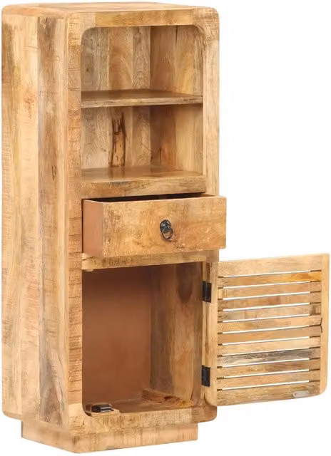 Credenza-Buffet-Armadio da cucina Alta 45x32x110 cm in Legno Massello di Mango Grezzo