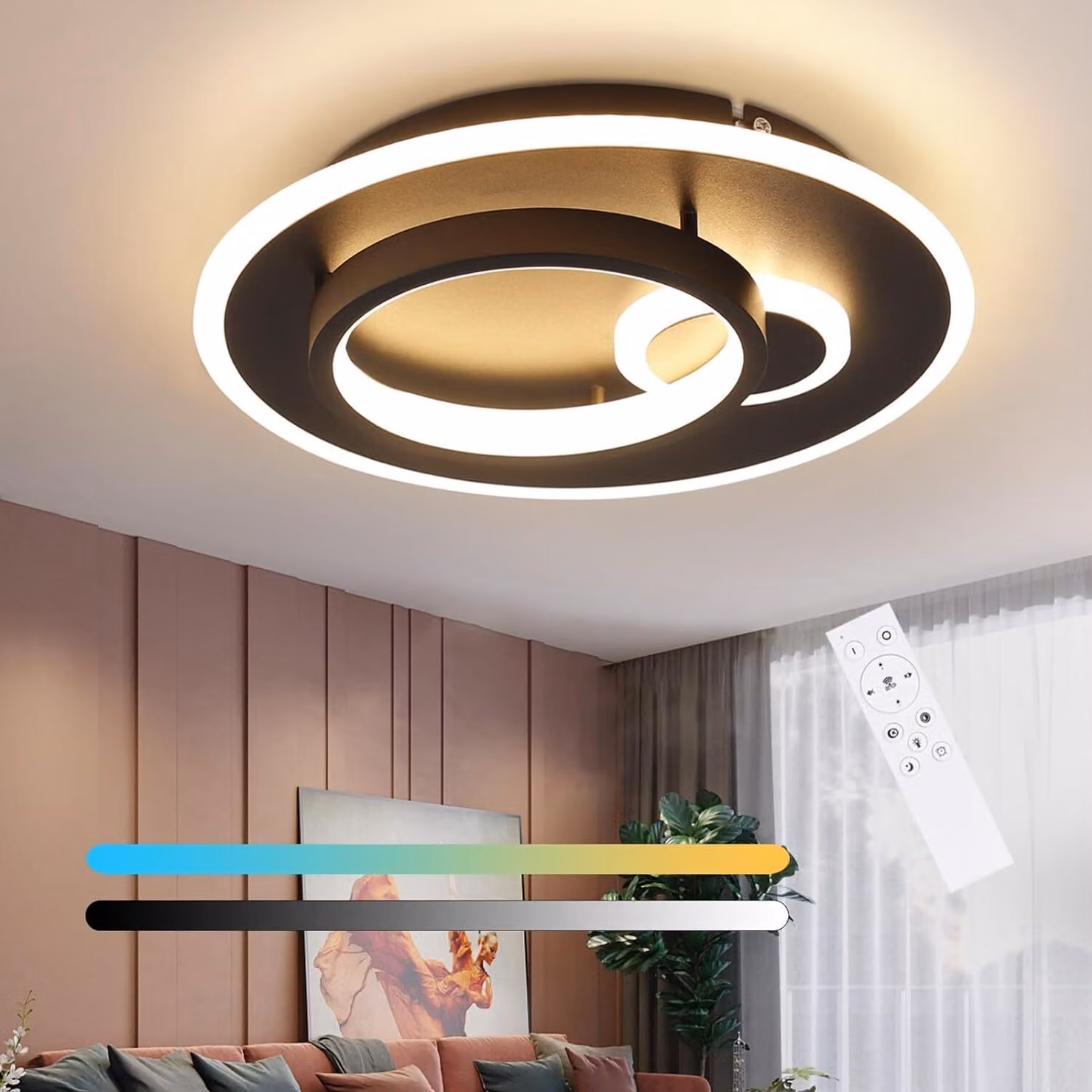 ZMH plafoniera LED soggiorno dimmerabile con telecomando plafoniera nera 33W lampada da corridoio moderna per camera da letto cucina sala da pranzo ufficio sala giovani
