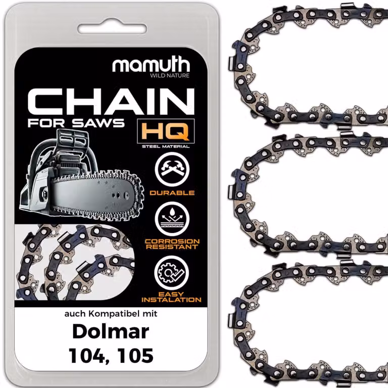 3 catene per motosega, lunghezza 40 cm, passo 3/8", spessore 1,3 mm, modello 57 TG, compatibili con motoseghe Dolmar 104 e 105