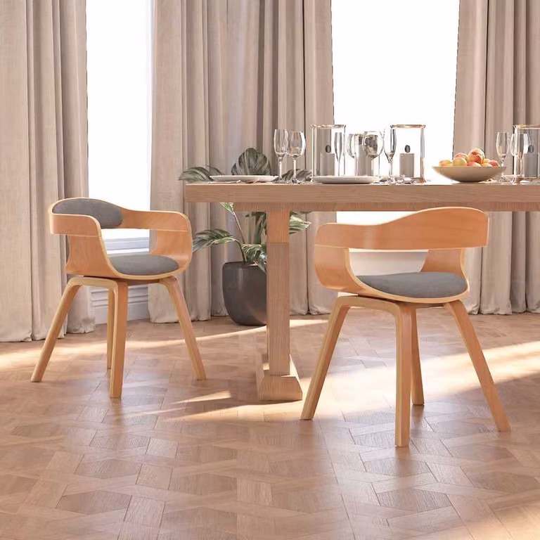Set di 2 sedie da pranzo vidaXL in legno di faggio e tessuto, colore tortora/grigio/beige, stile moderno