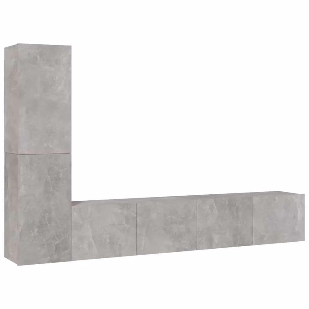 Set di 4 mobili porta TV vidaXL in legno e MDF grigio per soggiorno con montaggio a parete – 2
