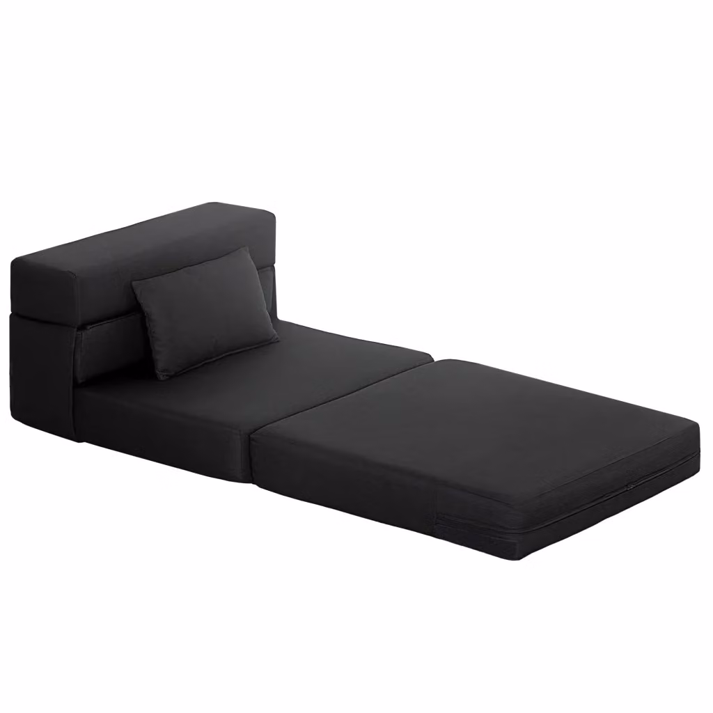 Poltrona letto pieghevole Xylo per un posto con cuscino in tessuto nero e struttura imbottita, portata 120 kg – 2