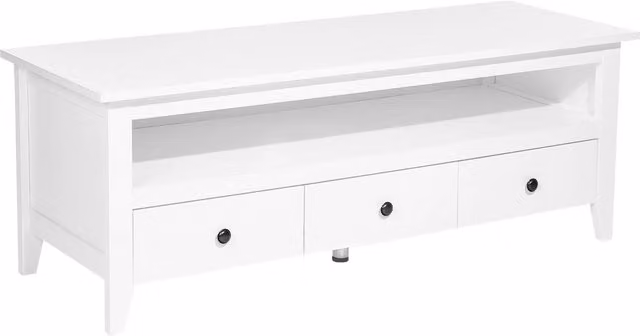 Mobile TV Beliani Bianco in Stile Rustico con 3 Cassetti e Gestione Cavi, L: 137 cm, P: 50 cm, H: 50 cm