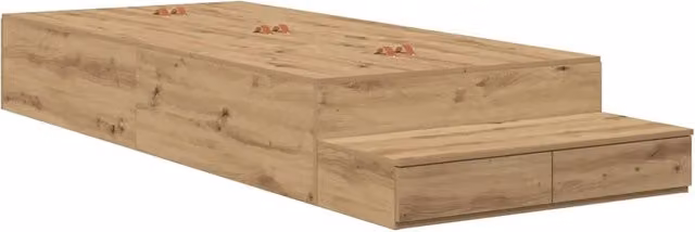 Letto singolo | Letto per adulti | Struttura letto con contenitore Rovere artigianale 100 cm