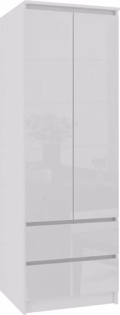 Armadio con cassetti 60 cm WREN - bianco / bianco lucido