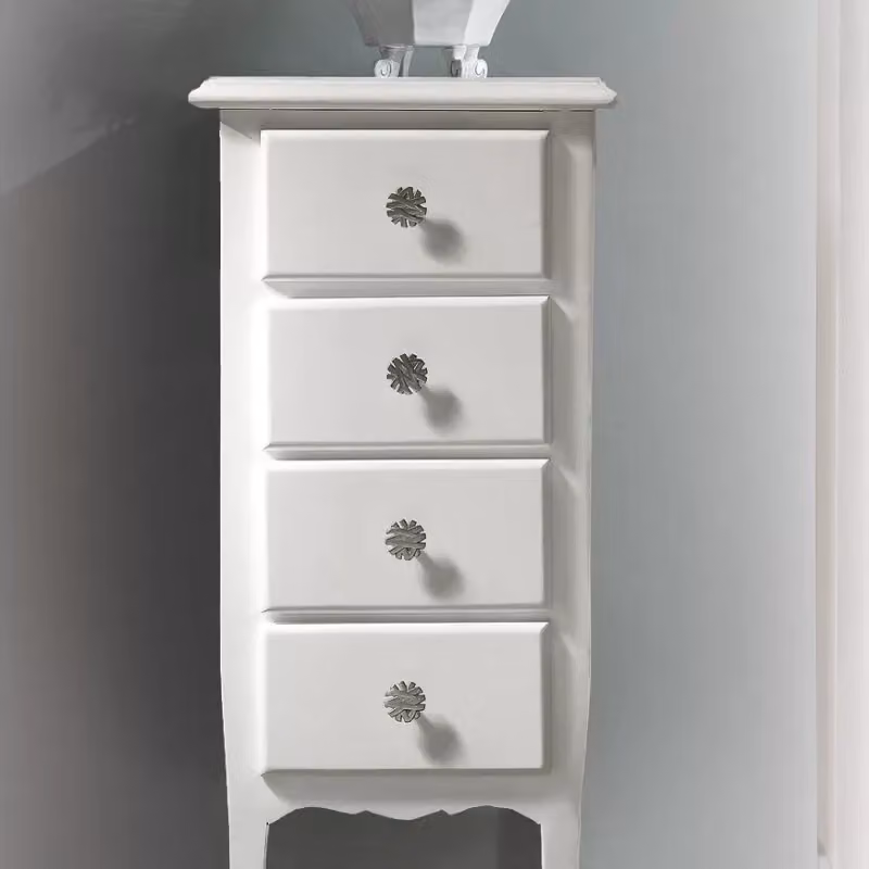 Cassettiera in legno con 4 cassetti Mobili 2G laccata bianco opaco L: 38 cm, P: 25 cm, H: 86 cm – 4