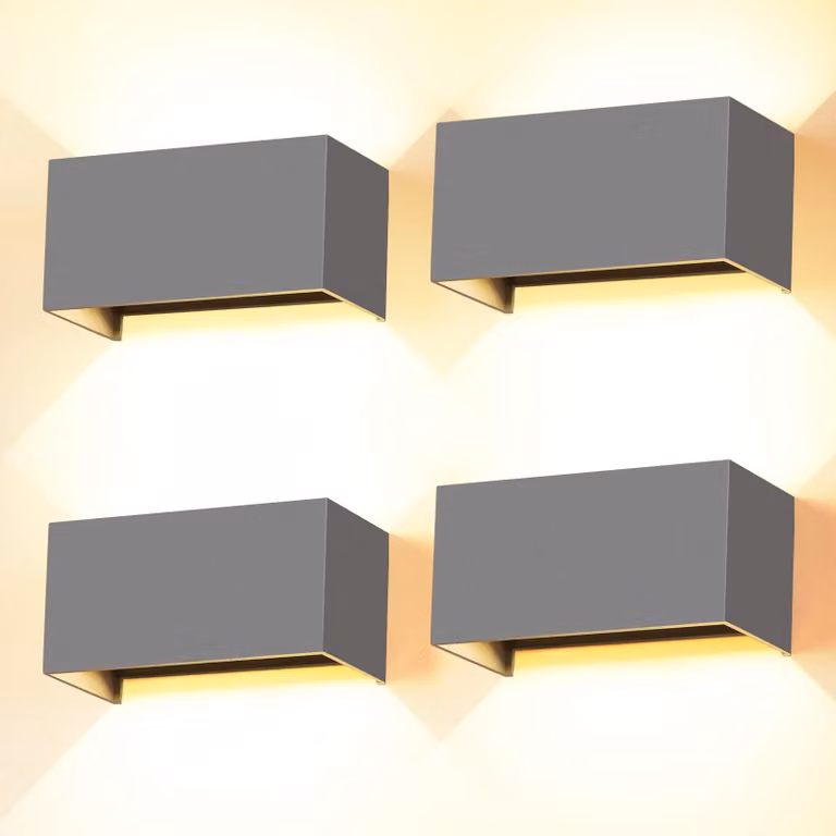 Set di 4 lampade a LED da parete, 24W, 3000K, grado di protezione IP65, regolabili