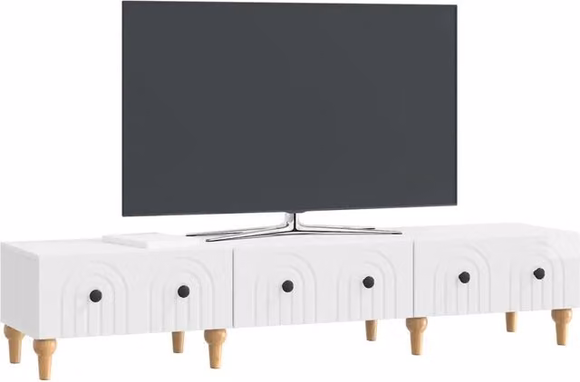 Mobile TV moderno DESIGN IN in legno ingegnerizzato bianco lucido L 147 cm x P 34,5 cm x H 30 cm – 1