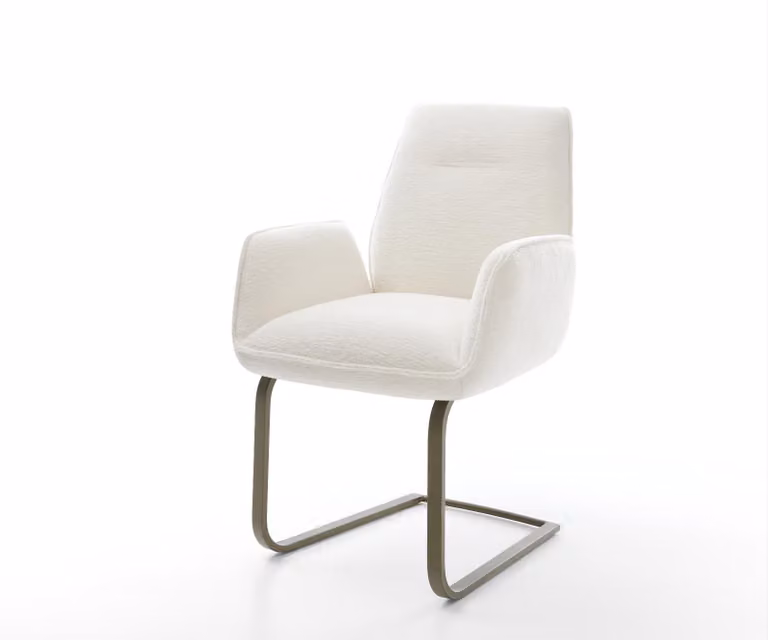 DELIFE sedia a sbalzo Zoa-Flex Bouclé Soft Beige sedia a sbalzo finitura effetto piatto anima in titanio a molle tascabili
