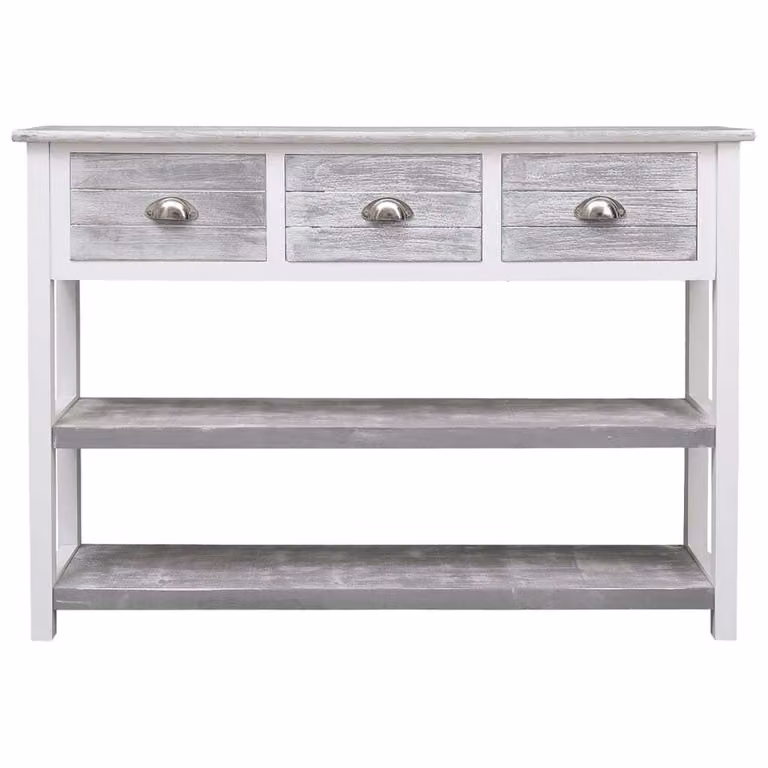 vidaXL Credenza grigio antico 108x30x76 cm in legno massiccio di paulownia