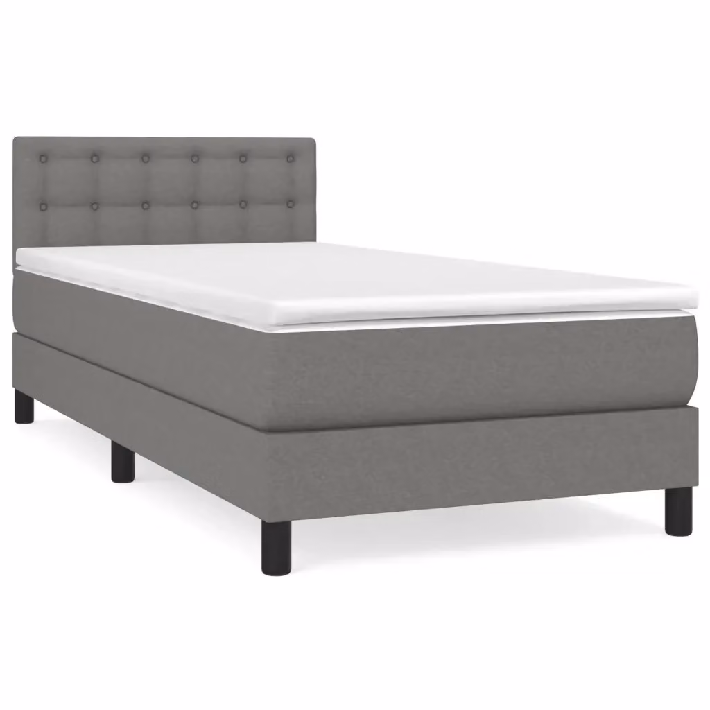 Letto Ibrido vidaXL con Giroletto a Molle e Materasso in Tessuto Grigio e Bianco L/P: 100 x 200 cm – 2