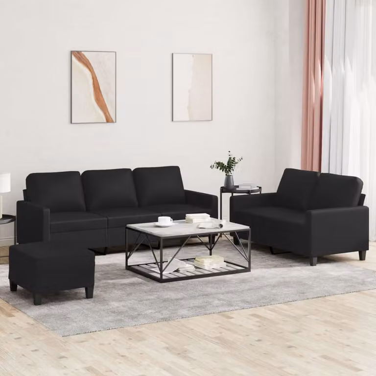 Maison Exclusive - Set divano 3 pezzi con cuscini in ecopelle nera