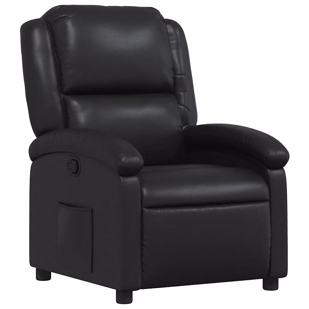 Poltrona relax reclinabile vidaXL in similpelle nera con braccioli e leva manuale – 2