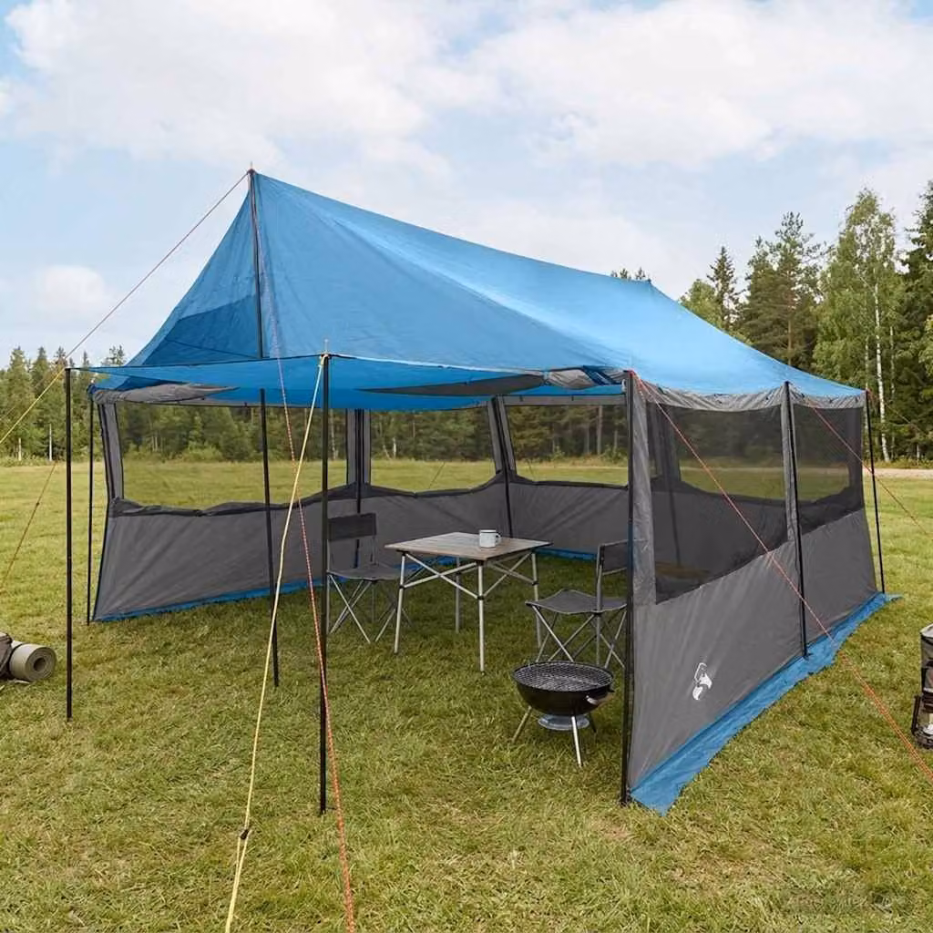 Tenda Familiare vidaXL Blu in Poliestere e Acciaio L/P/H: 450 x 400 x 265 cm