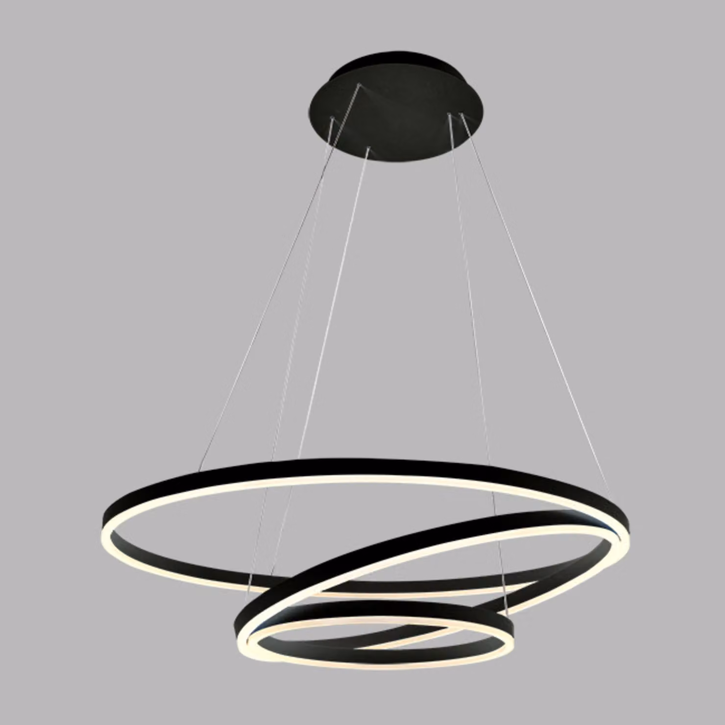 Lampadario LED dimmerabile CIRCLE 3, variante: Ø 800 x 2500 mm, 136 W, nero, TRIAC