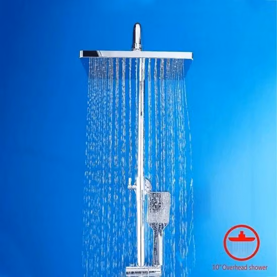 Doccia a goccia - Testa doccia rettangolare 25x17cm - impianto doccia comprensivo di doccia manuale in ABS - maniglia doccia in acciaio inossidabile doccia a goccia senza rubinetto