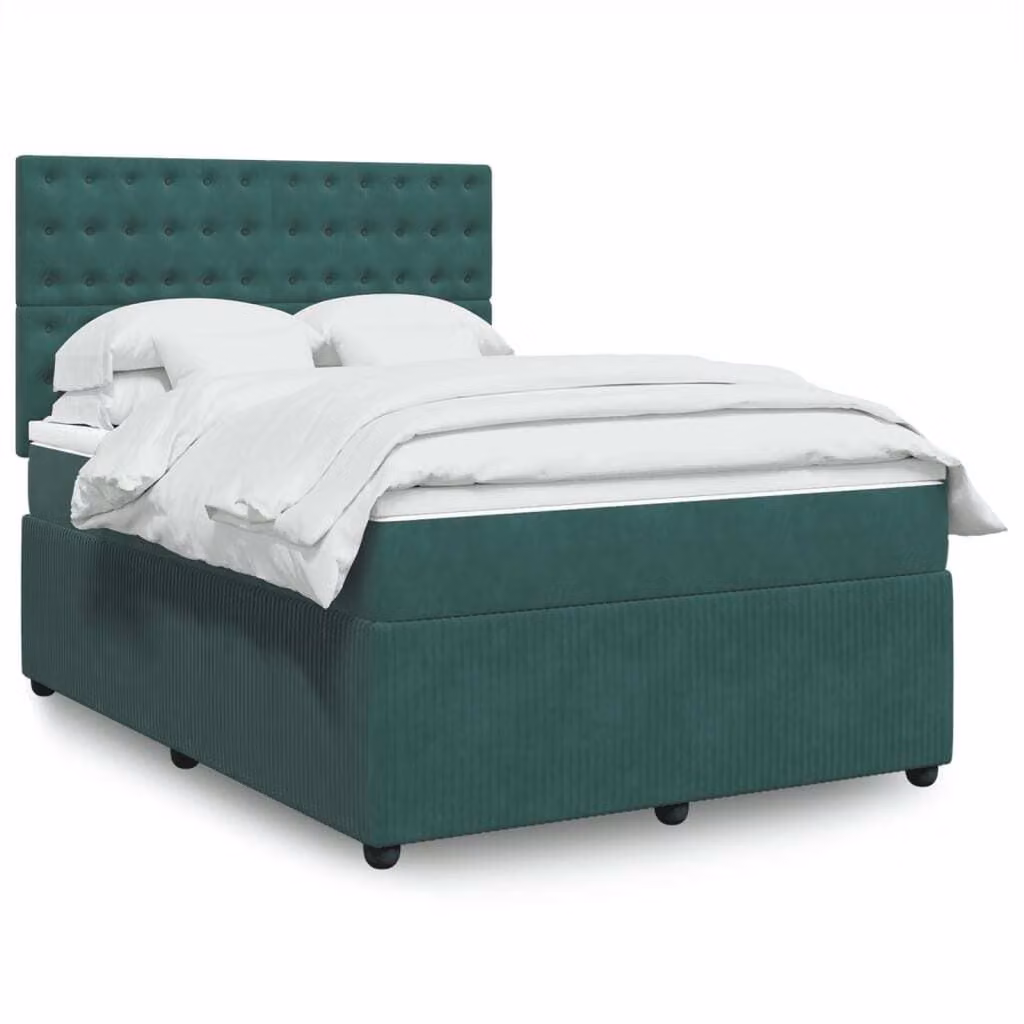 Maison Exclusive - Giroletto a Molle con Materasso Verde Scuro 140x190 cm Velluto