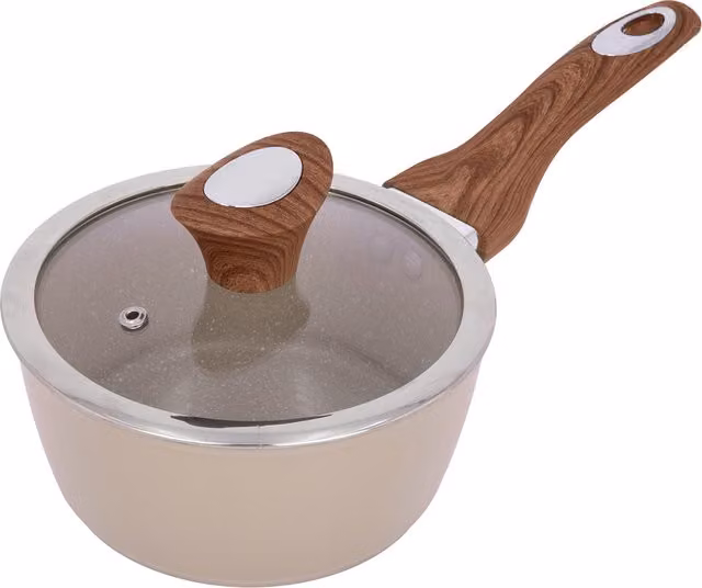 Casseruola Kasanova Kolors beige con coperchio in vetro e rivestimento antiaderente, Diametro: 16 cm