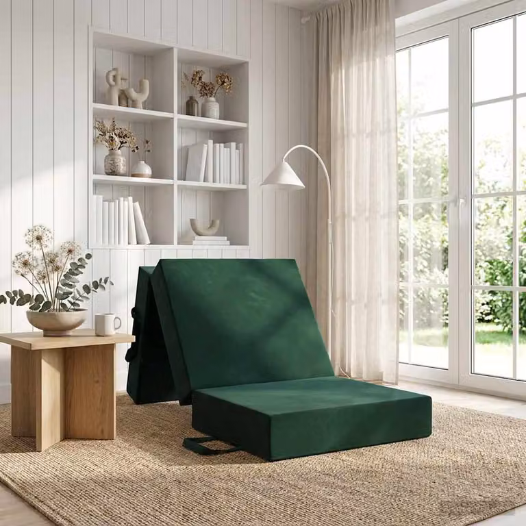vidaXL Divano Letto Pieghevole Moderno Verde Scuro L: 190 cm, P: 75 cm, H: 45 cm