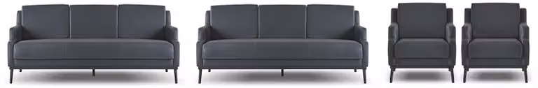 Arbeitszimmer-Set 4tlg 2x 3-Sitzer 2x Sessel Dunkelgrau Einfarbig Modern