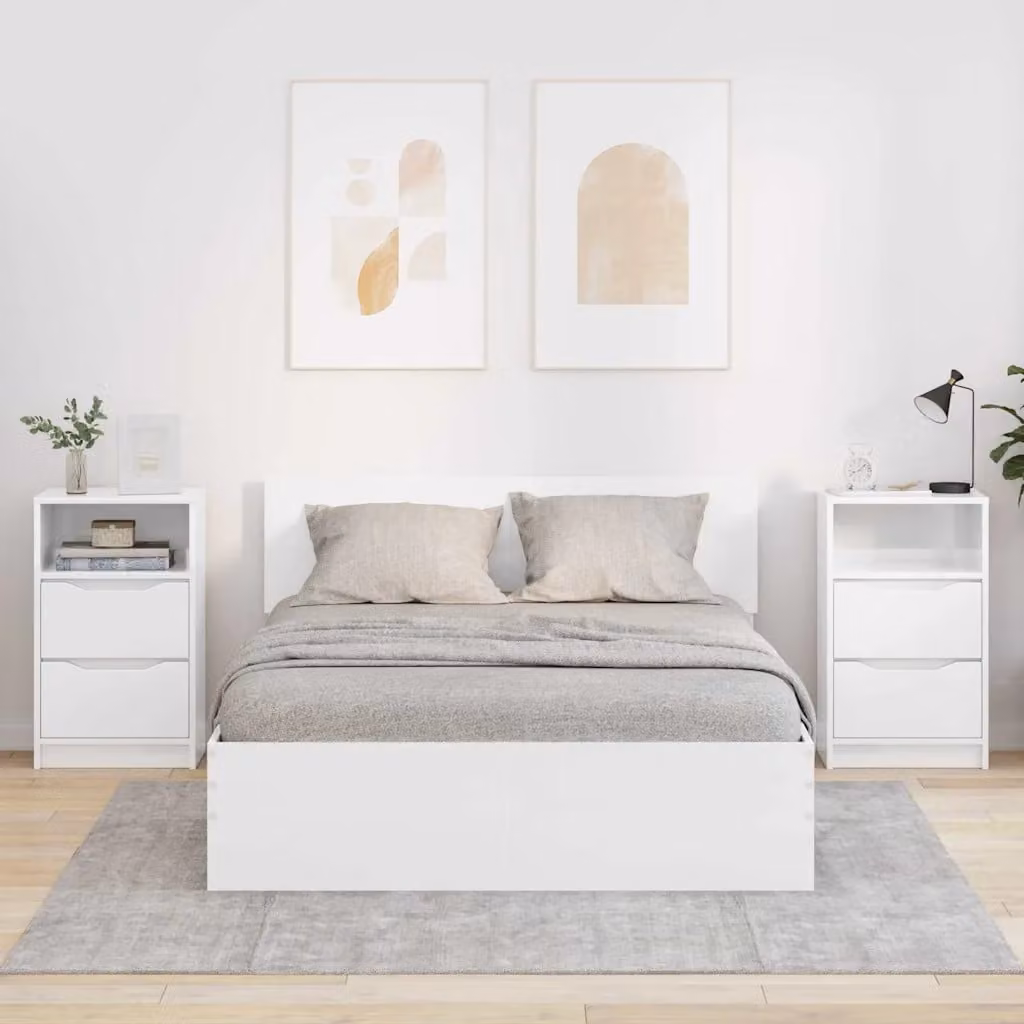 Set di 2 comodini vidaXL in bianco lucido, L 40 cm x P 30 cm x H 67 cm