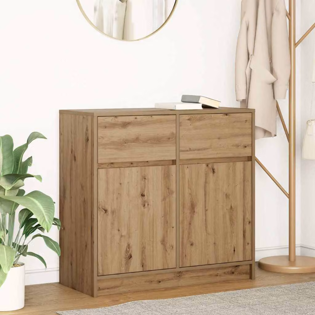 Credenza con cassetto vidaXL in stile moderno, colore rovere marrone, L 80 cm x P 34 cm x H 76 cm